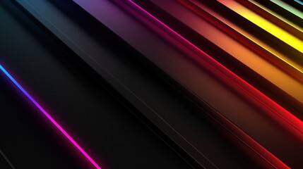 Fototapeta premium A minimalist HD wallpaper featuring super black with colorful RGB light effects, evoking a futuristic, gaming, and high-tech ambiance