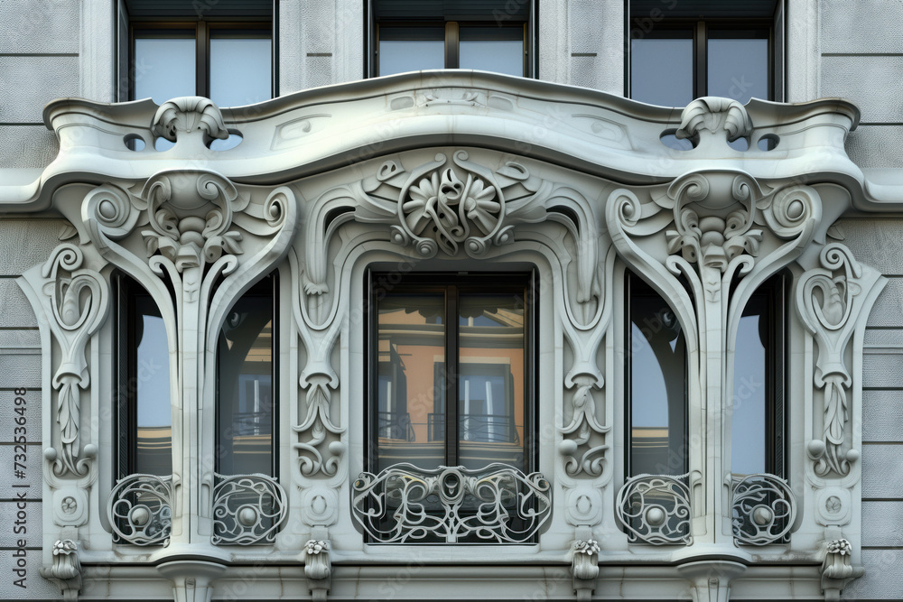 Poster modern minimalistic art nouveau facade. background image. created with generative ai technology