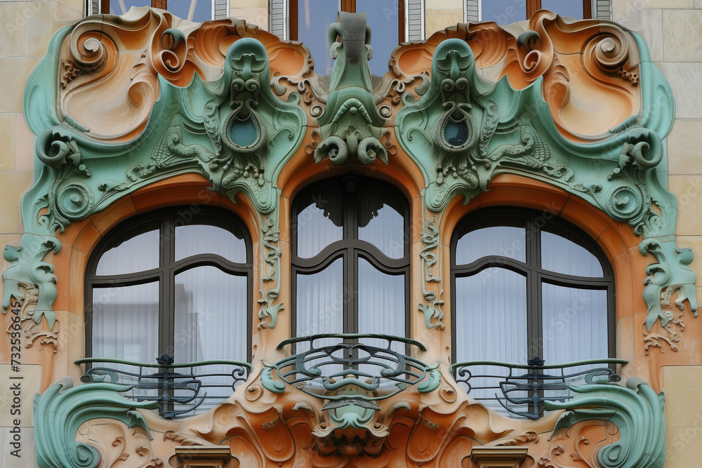 Aufkleber modern minimalistic art nouveau facade. background image. created with generative ai technology