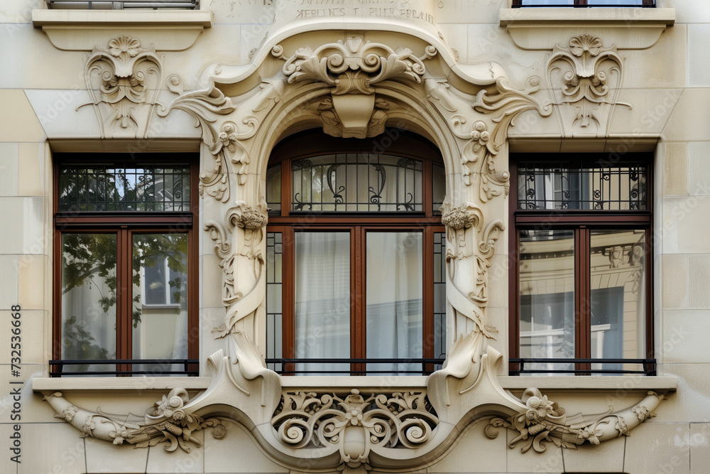 Aufkleber modern minimalistic art nouveau facade. background image. created with generative ai technology
