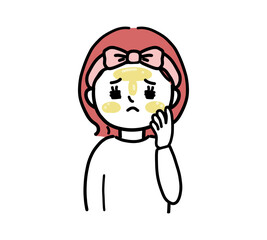 Obraz premium 脂性肌に悩む女性の上半身イラスト