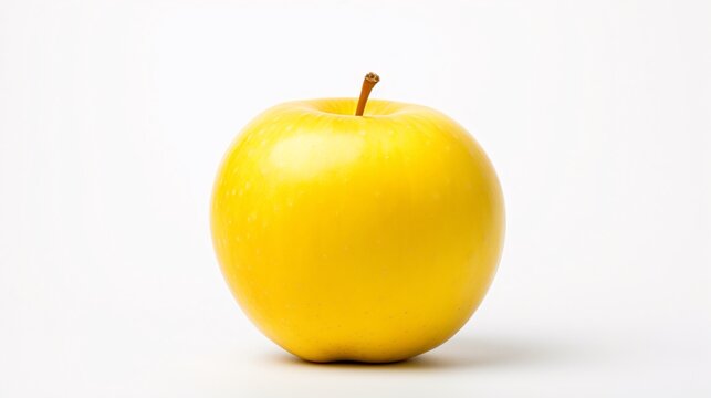 a yellow apple with stem