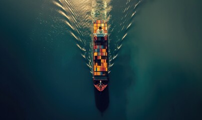 Container Ship Transit Aerial