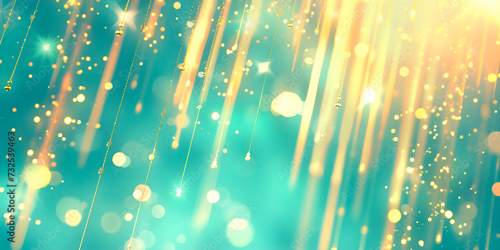 Wall mural glitter abstract background with sparkling golden particles and bokeh