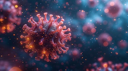 Glowing Virus: A Pink and Orange Spectacle Generative AI - obrazy, fototapety, plakaty