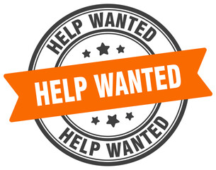 help wanted stamp. help wanted label on transparent background. round sign