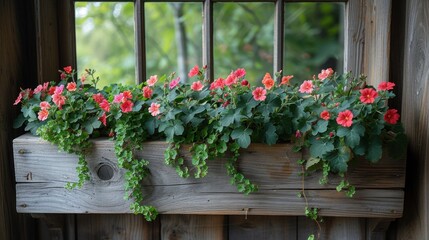 Vibrant Pink Petunias in a Window Box on a Sunny Day