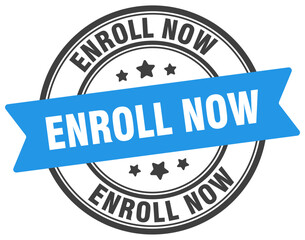 enroll now stamp. enroll now label on transparent background. round sign