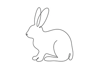 One continuous line drawing of cute rabbit. Isolated on white background vector illustration. Free vector 