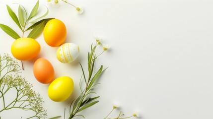 Fototapeta na wymiar Easter Essentials in Sleek Minimalist Designs on White Backdrops