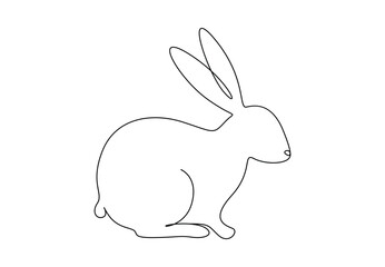 Rabbit in one continuous line drawing vector illustration. Isolated on white background vector illustration. Pro vector 