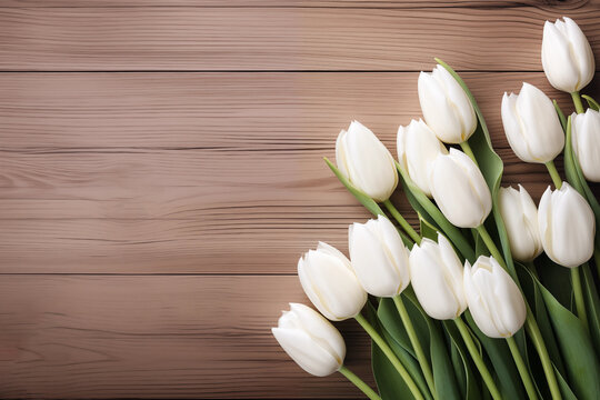 Spring, Happy Easter flowers background. Mother's Day. International Women's Day card, white tulips