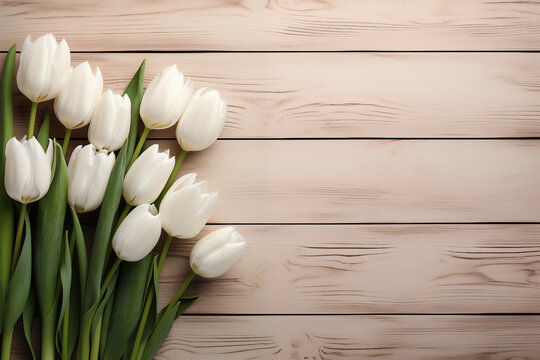 Spring, Happy Easter flowers background. Mother's Day. International Women's Day card, white tulips