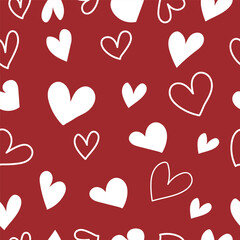seamless background with hearts,doodle with hearts