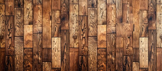 A close up of a rectangular brown wooden wall with a plank pattern, showcasing the natural beauty of hardwood and wood stain art.
