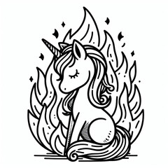 Obraz premium unicorn coloring page for kid to paint 3