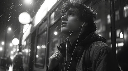 boy waiting for the train