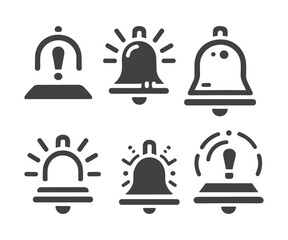 Notification bell icon set. Notice message. Alarm symbol.Incoming inbox message. New message notifications icons.