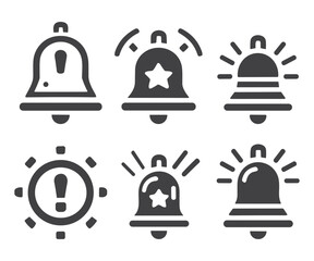 Notification bell icon set. Notice message. Alarm symbol.Incoming inbox message. New message notifications icons.