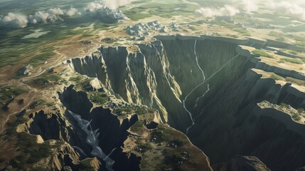 Fractured Landscape: A Glimpse into the Power of Plate Tectonics, Carved by Seismic Forces