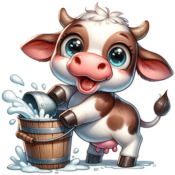 cute watercolor funny mother cow