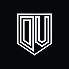 DV Letter Logo monogram shield geometric line inside shield isolated style design