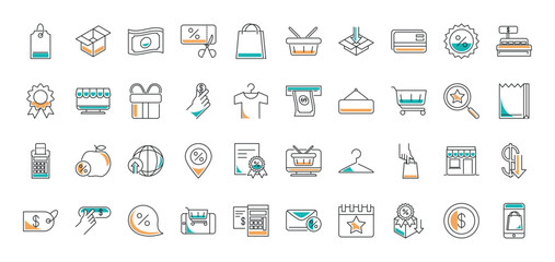 Shopping and fashion apparel commerce icon collection vector