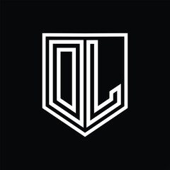DL Letter Logo monogram shield geometric line inside shield isolated style design