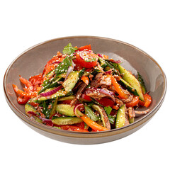 Portion of chinese beef salad with vegetables