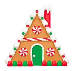 Gingerbread House SVG Image - Christmas Decoration Cookie Icing Peppermint Illustration