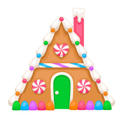 Colorful Gingerbread House SVG Image - Christmas Decoration Cookie Icing Peppermint Illustration