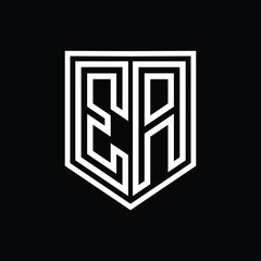 EA Letter Logo monogram shield geometric line inside shield isolated style design