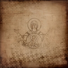 Christian religious backdrop. Scrapbooking vintage paper in Byzantine style