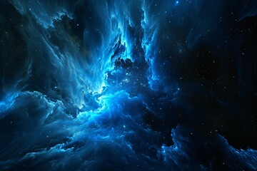 Blue nebula in space - obrazy, fototapety, plakaty