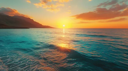Poster  Fantastic sunrise of Zafferano cape. Incredible spring seascape of Mediterranean sea, Sicily, Italy, Europe. © usman