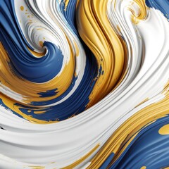 Abstract Painting With Gold and White Colors. Generative AI.