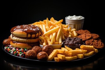 street menu fast food on the table professional advertising food photography