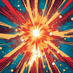 Vintage design in the style of retro comics boom explosion crash bang with light and dots. Can be used for decoration or graphics