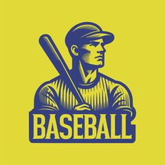 retro art baseball player vector illustration