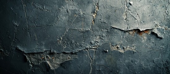 A detailed view of a freezing black wall with peeling paint, resembling liquid darkness, in a winter landscape.