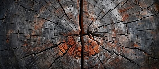 A detailed view of a tree stump reveals the symmetrical pattern of annual rings, showcasing the natural art created by nature in the wood.