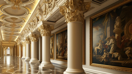 Fototapeta premium Baroque Reverie: Artistry Adorning Pillar