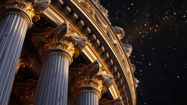 Cosmic Grandeur: Gilded Archdome and Celestial Canopy
