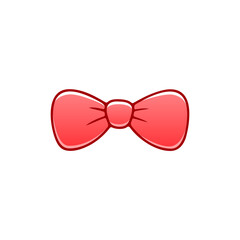 Tied bow. Bow icon. Bow tie. Tie for Man. Design Template. Vector icon. Father's day holiday. Tie icon. Red bow. Cartoon style. Hand drawn. Doodle style
