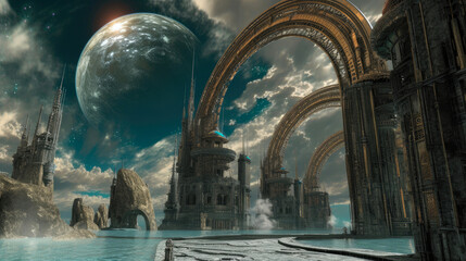 Celestial Archway: A Golden Passage to Paradise