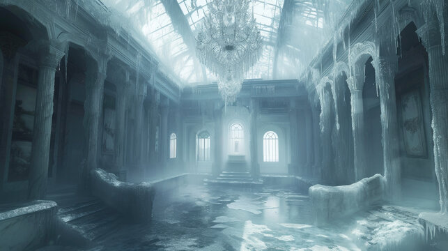 Ethereal Elegance: Victorian Tomb Enveloped in Ice