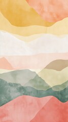 Obraz premium Abstract vertical artwork with soft pastel curves and scattered dots in a playful, modern rainbow-inspired design. Trendy wall art, print, poster, phone screensaver