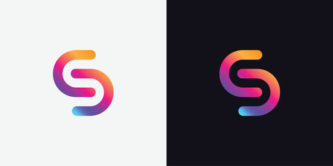 Minimal S letter gradient logo design vector icon - obrazy, fototapety, plakaty