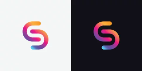 Tuinposter Minimal S letter gradient logo design vector icon © Ubaid