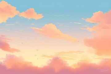 Sunset sky background with tiny clouds - obrazy, fototapety, plakaty
